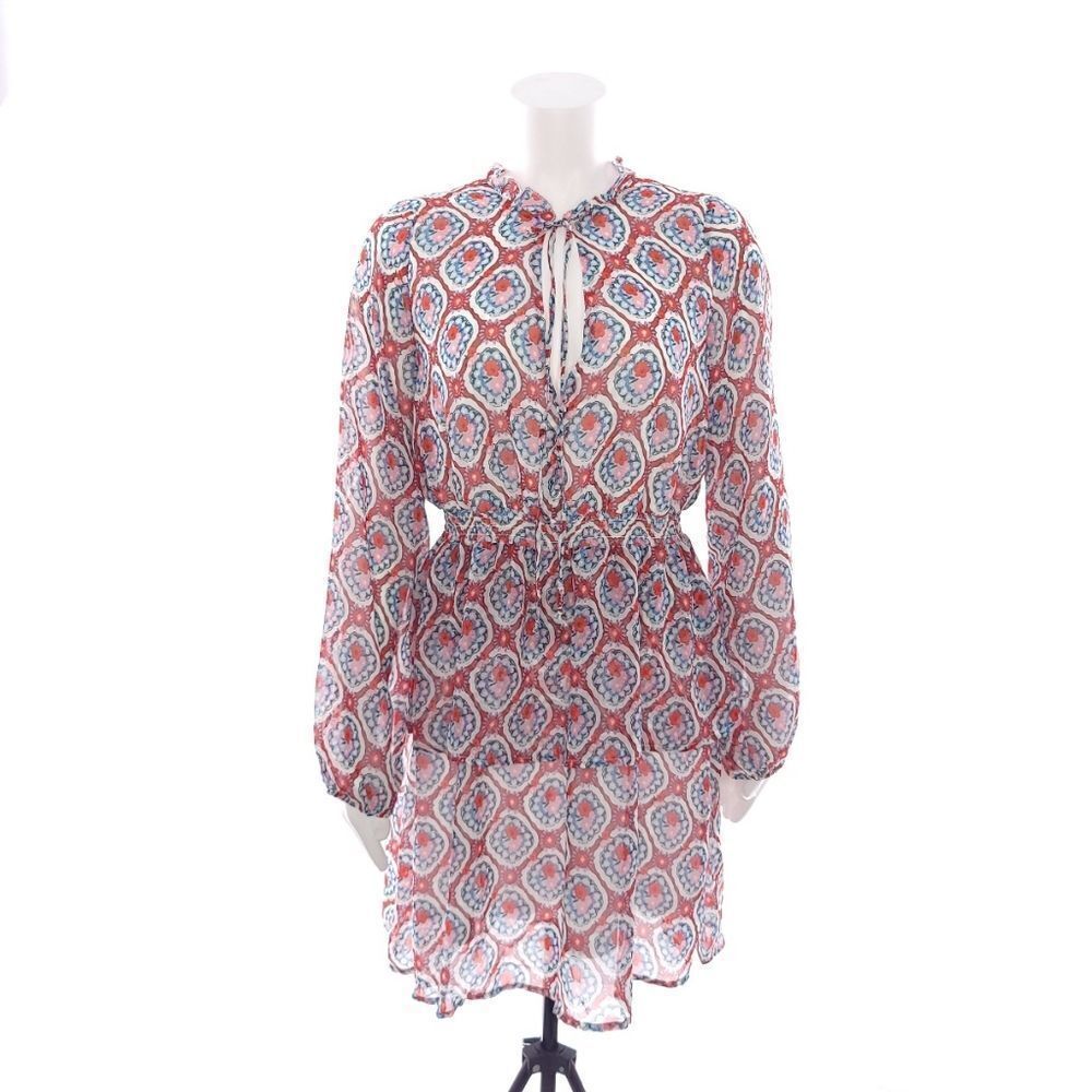 Love X Design Bavaria Woven Dress Tie Front Double Flounce Mini Size M